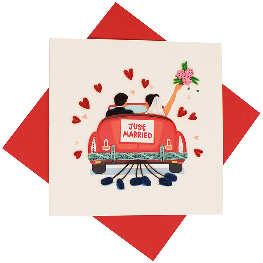 Quilled Just Married Card